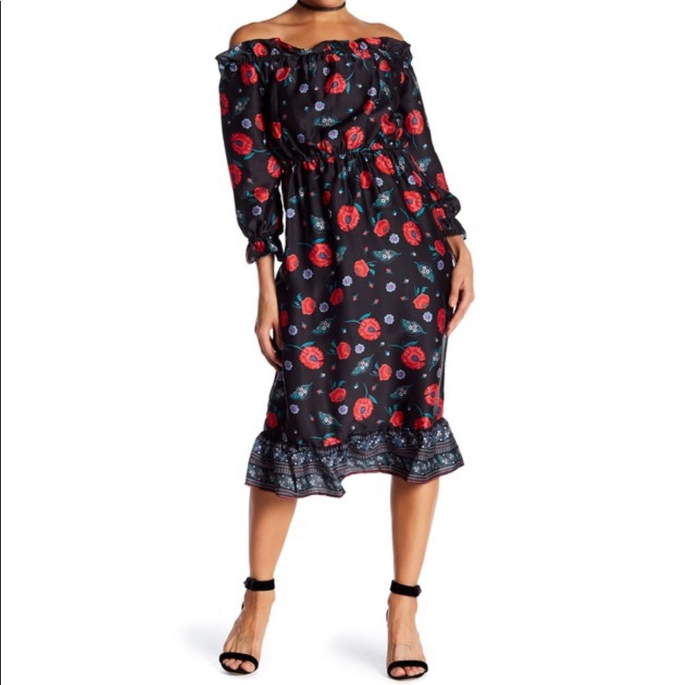 Endless Rose Zinnia Rose Ruffle Boho Dress NWT